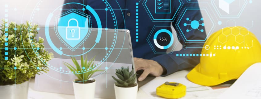 Protecting business data,Confidence concept in work security system.,architect checking the system at work